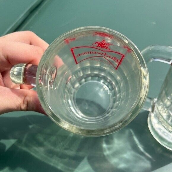 Set of 2 Budweiser kings of Beer Heavy thick glass beer mugs - Picture 5 of 8